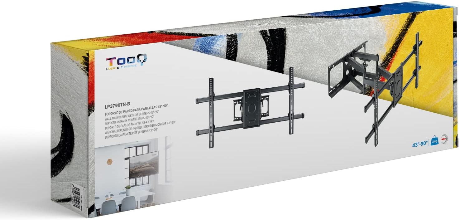 Apoio de Parede Rotativo/ Inclinável/ Nivelável TooQ LP3790TN-B para TV de 43-90"/ até 75kg - Imagem 14