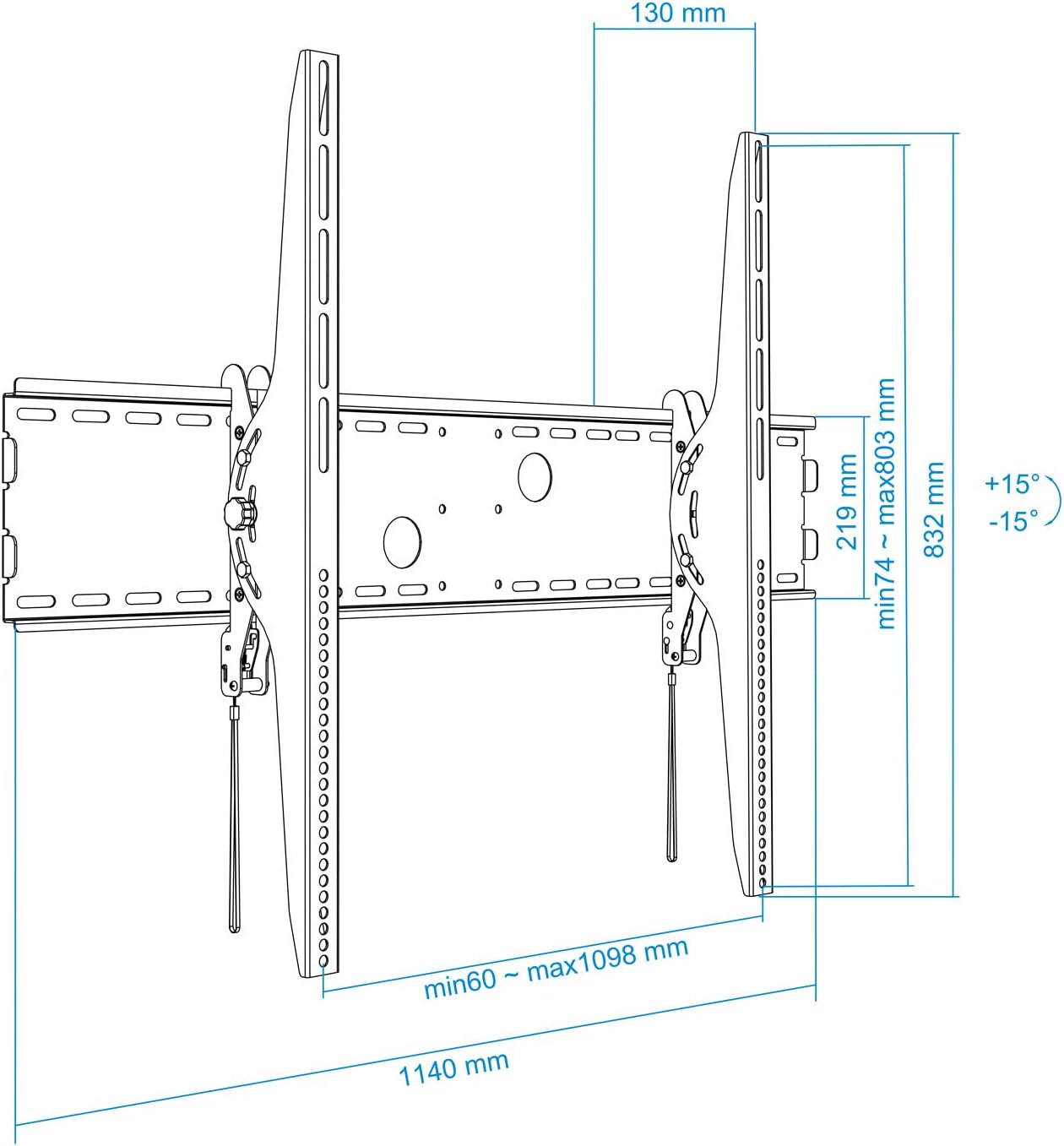 Suporte de Parede Fixo Inclinável TooQ LP42130T-B para TV de 60-100"/ até 130kg - Imagem 5