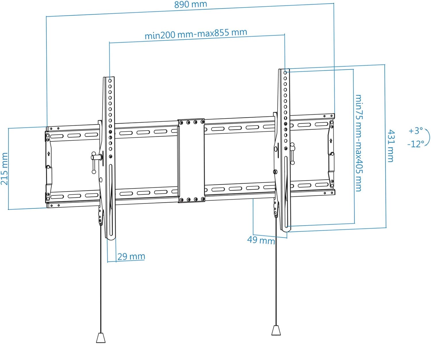 Suporte de Parede Inclinável TooQ LP4391T-B para TV de 43-90" / até 70kg - Imagem 2