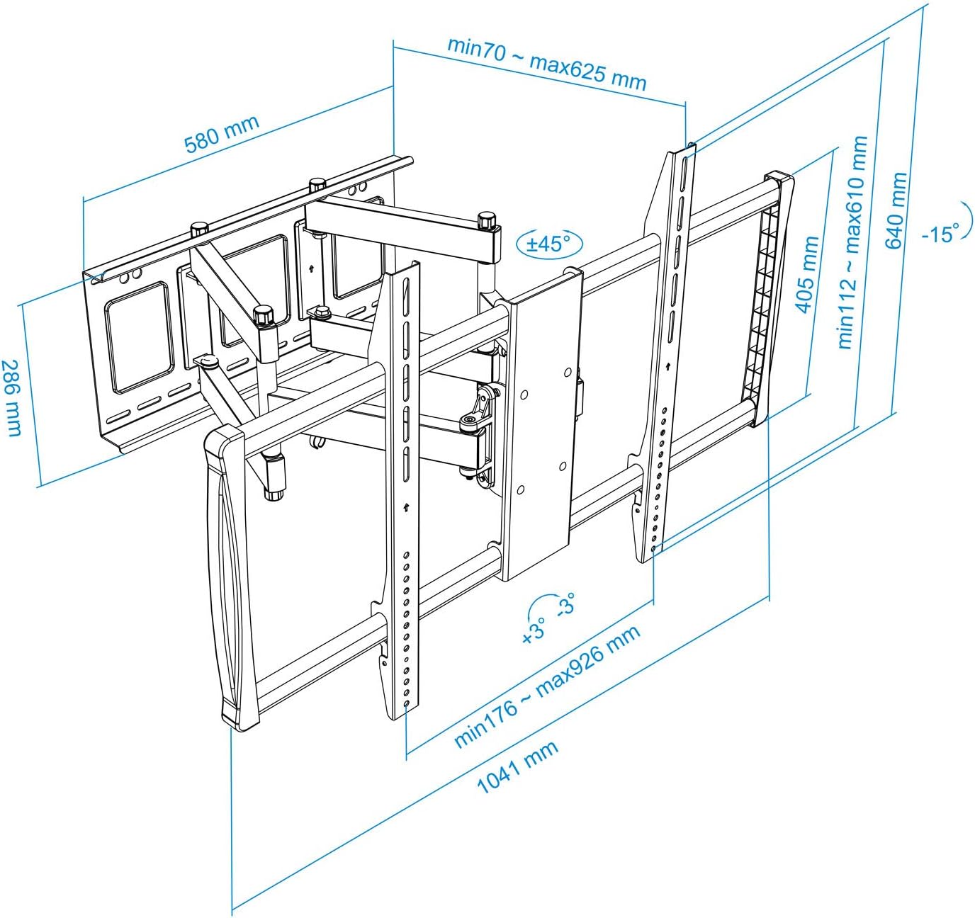 Suporte de Parede Rotativo/ Inclinável/ Nivelável TooQ LP75100TN-B para TV de 60-100"/ até 80kg - Imagem 8