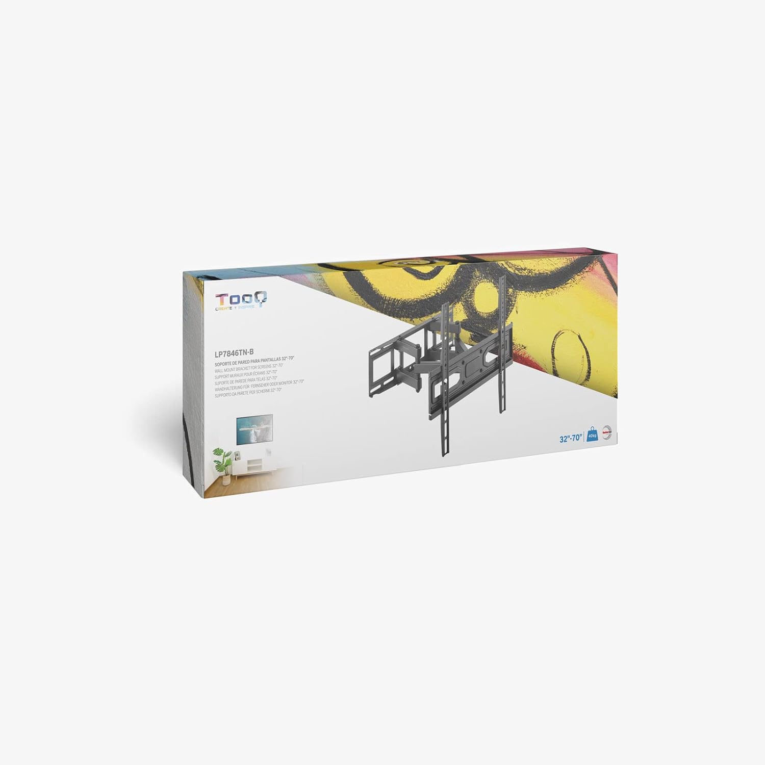 Suporte de Parede Giratório/ Inclinável/ Nivelável TooQ LP7846TN-B para TV de 32-70"/ até 40kg - Imagem 9