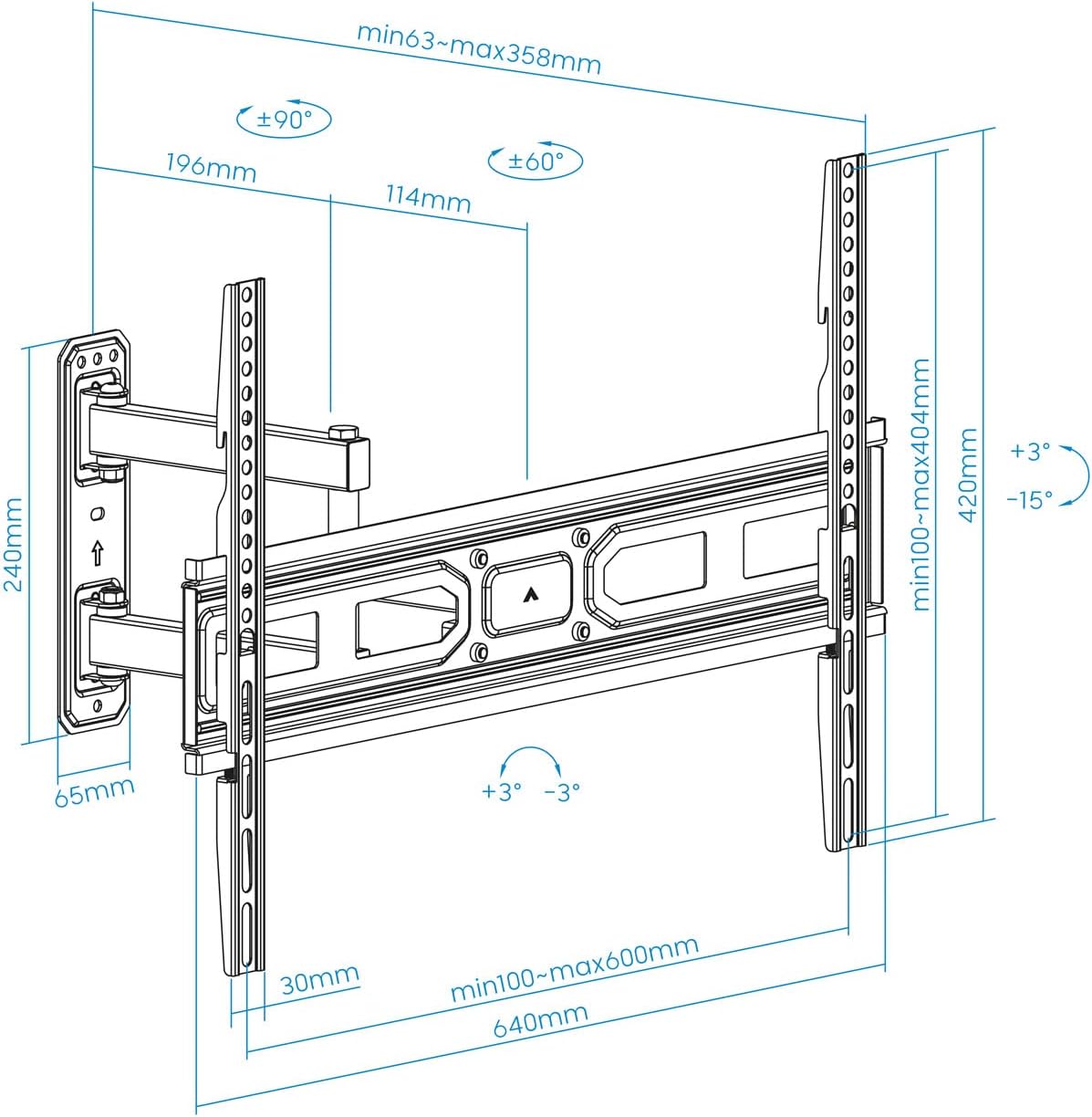 Suporte de Parede Giratório/ Inclinável/ Nivelável TooQ LP7863TN-B para TV de 37-70"/ até 35kg - Imagem 6