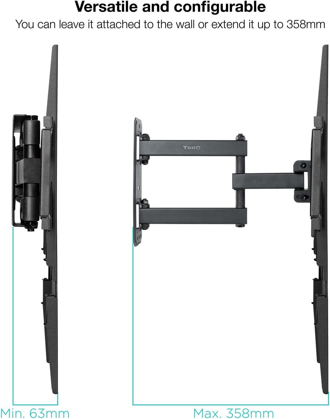 Suporte de Parede Giratório/ Inclinável/ Nivelável TooQ LP7863TN-B para TV de 37-70"/ até 35kg - Imagem 4