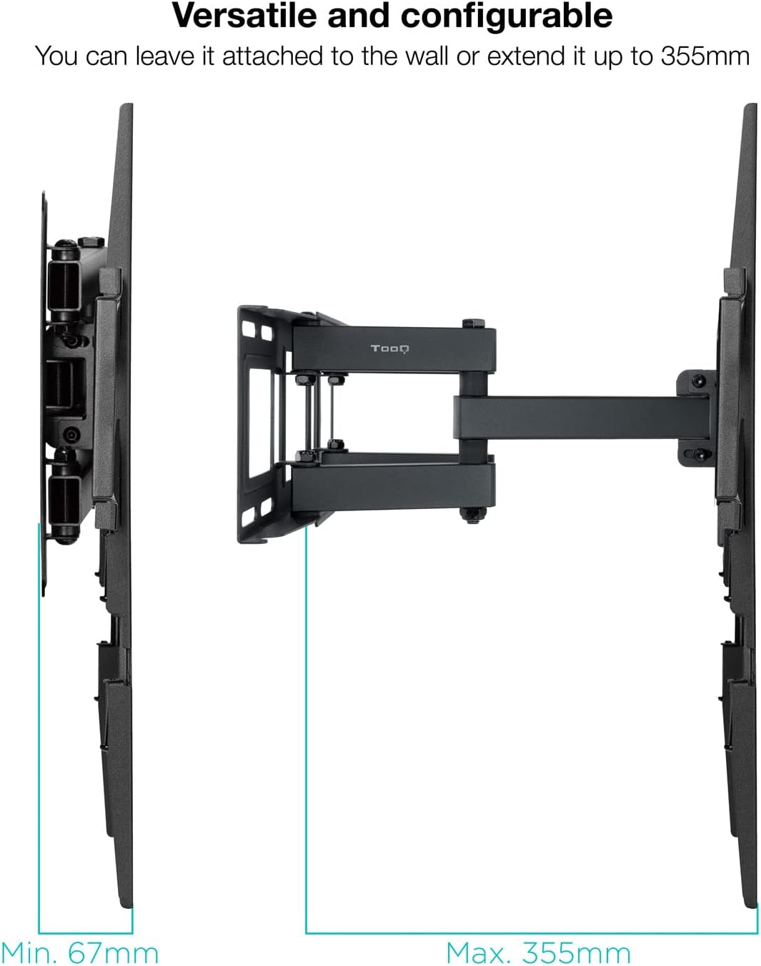 Suporte de Parede Giratório/ Inclinável/ Nivelável TooQ LP7866TN-B para TV de 37-80"/ até 40kg - Imagem 4