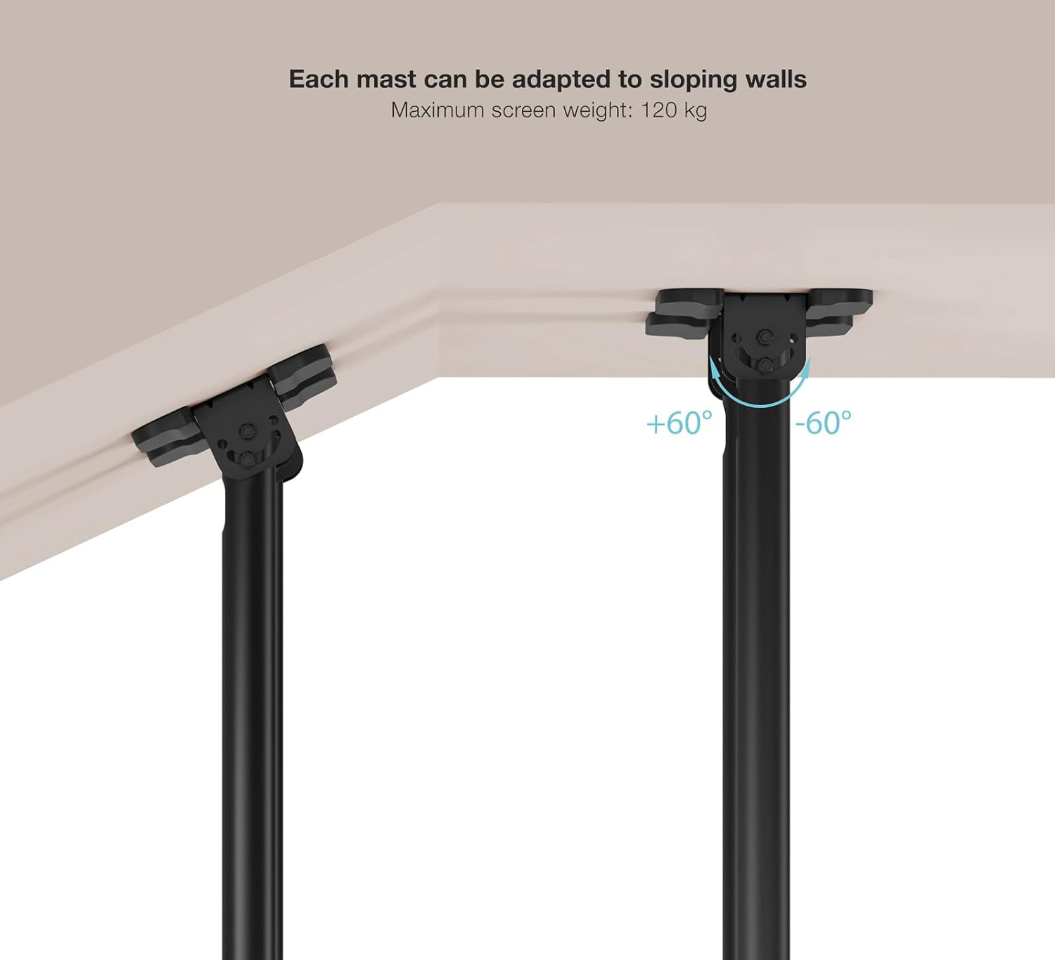 Suporte de Teto TOOQ LPCE11120TSLI-B para TV 60" a 120" até 120kg Extensível Inclinável Preto - Imagem 6