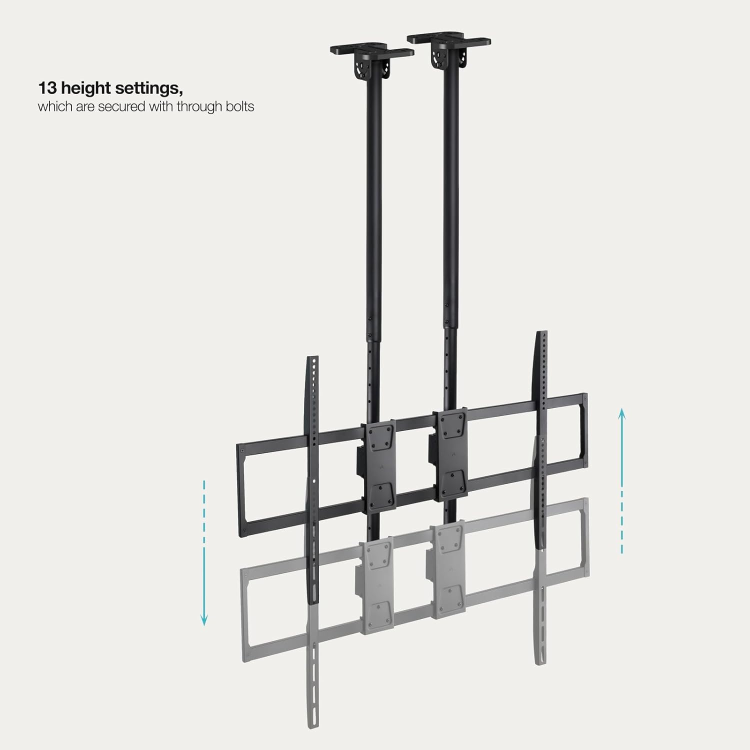 Suporte de Teto TOOQ LPCE11120TSLI-B para TV 60" a 120" até 120kg Extensível Inclinável Preto - Imagem 5