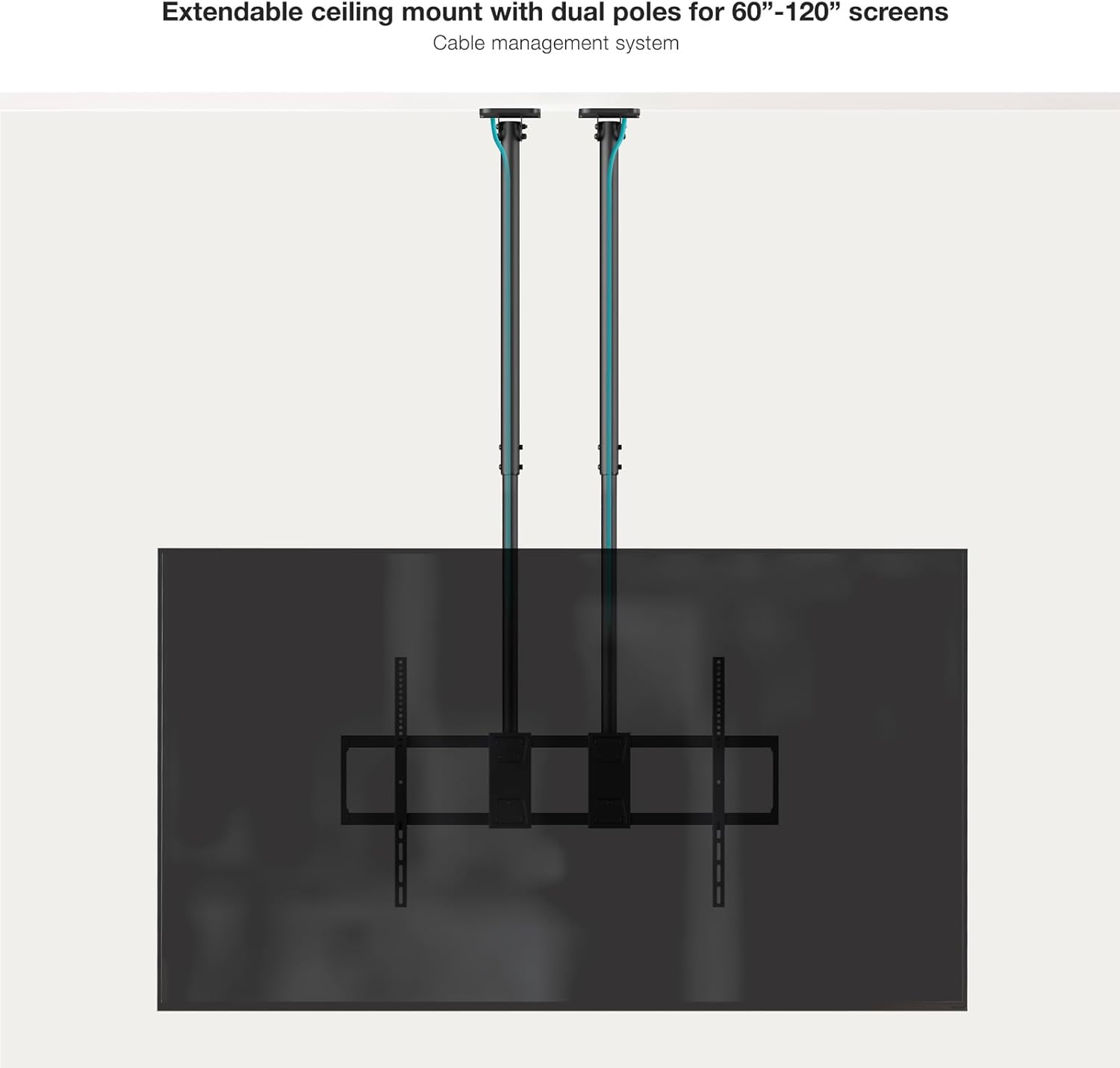 Suporte de Teto TOOQ LPCE11120TSLI-B para TV 60" a 120" até 120kg Extensível Inclinável Preto - Imagem 2