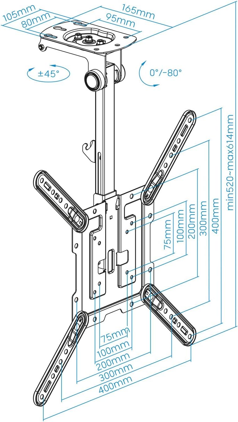 Suporte de Teto Giratório/ Inclinável TooQ LPCE1123TSLI-B para TV de 23-55"/ até 20kg - Imagem 5