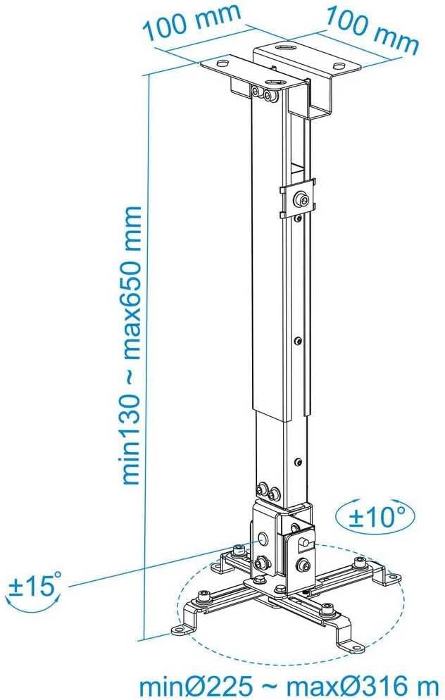 Suporte de Teto para Projetor TooQ PJ2012T-W/ Inclinável/ até 20kg - Imagem 6