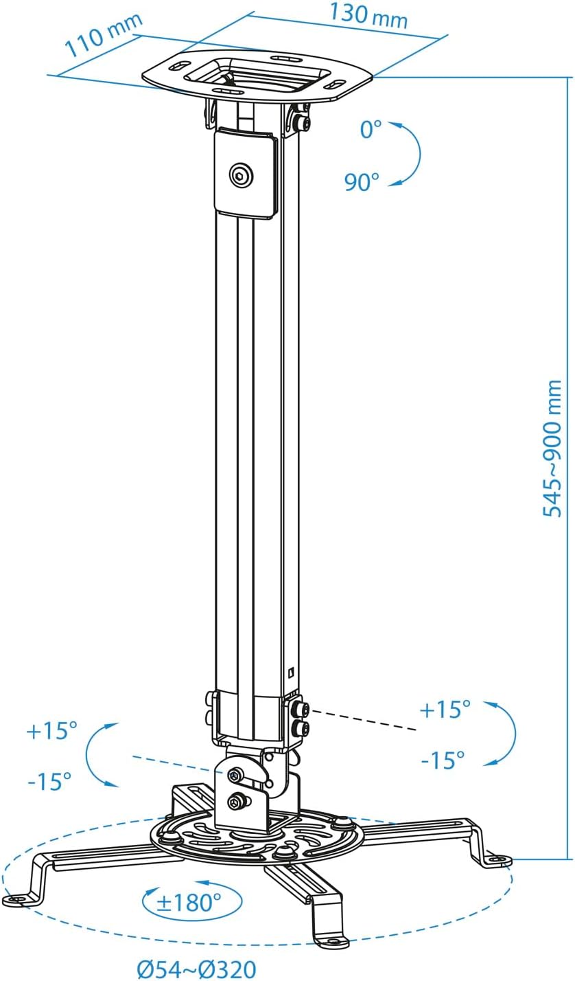 Suporte de Teto para Projetor TooQ PJ3030TN-B/ Inclinável-Rotativo-Nivelável/ até 20kg - Imagem 6