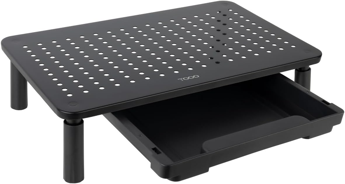Suporte de Monitor TooQ TQMR087 Elevador Multiusos com Gaveta até 20kg Ajustável Preto - Imagem 3