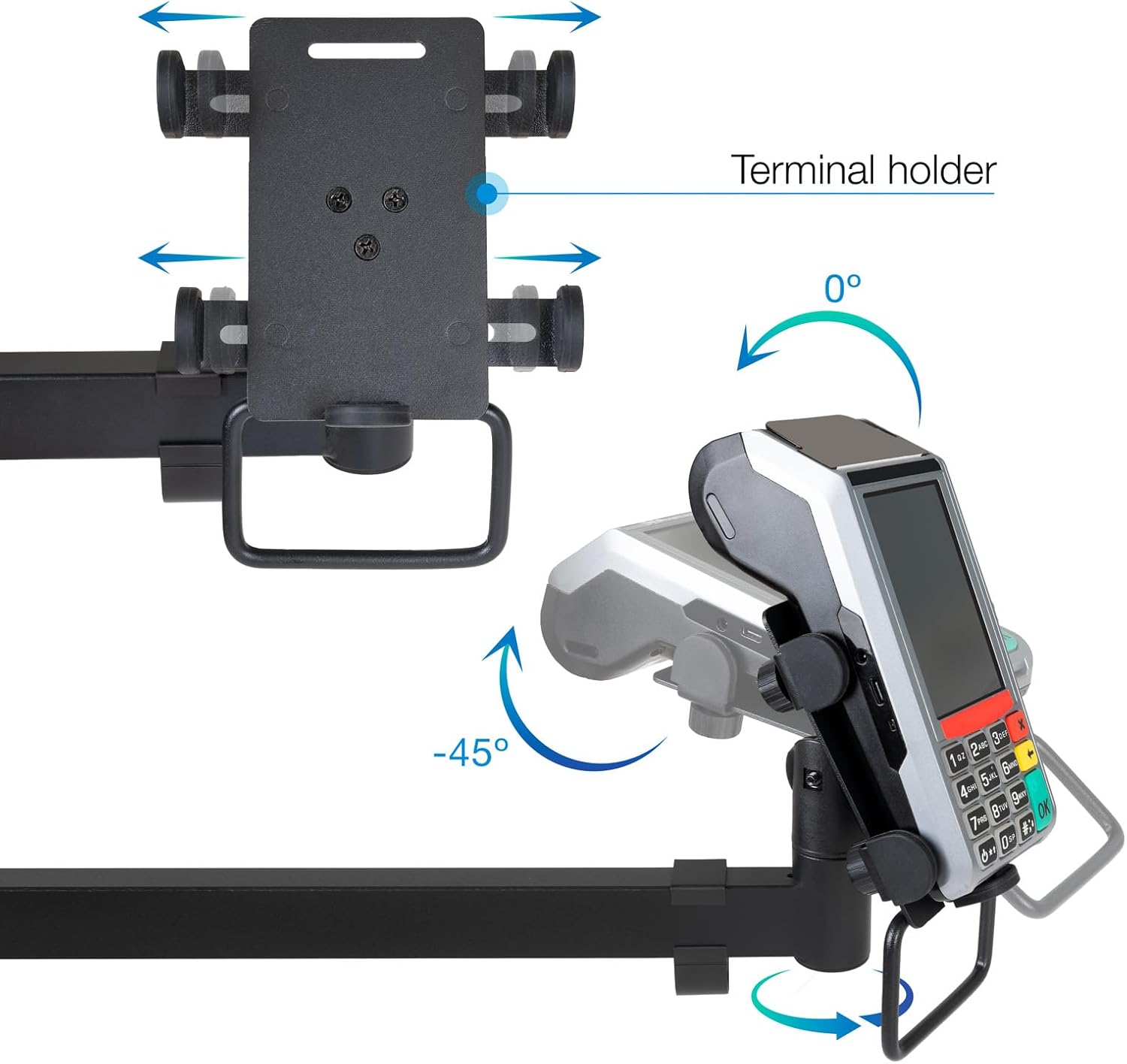 Suporte de Mesa para 2 Monitores, POS, Impressora, Terminal e Leitor TooQ TQPM0002/ Giratório/ Inclinável/ até 9kg - Imagem 6