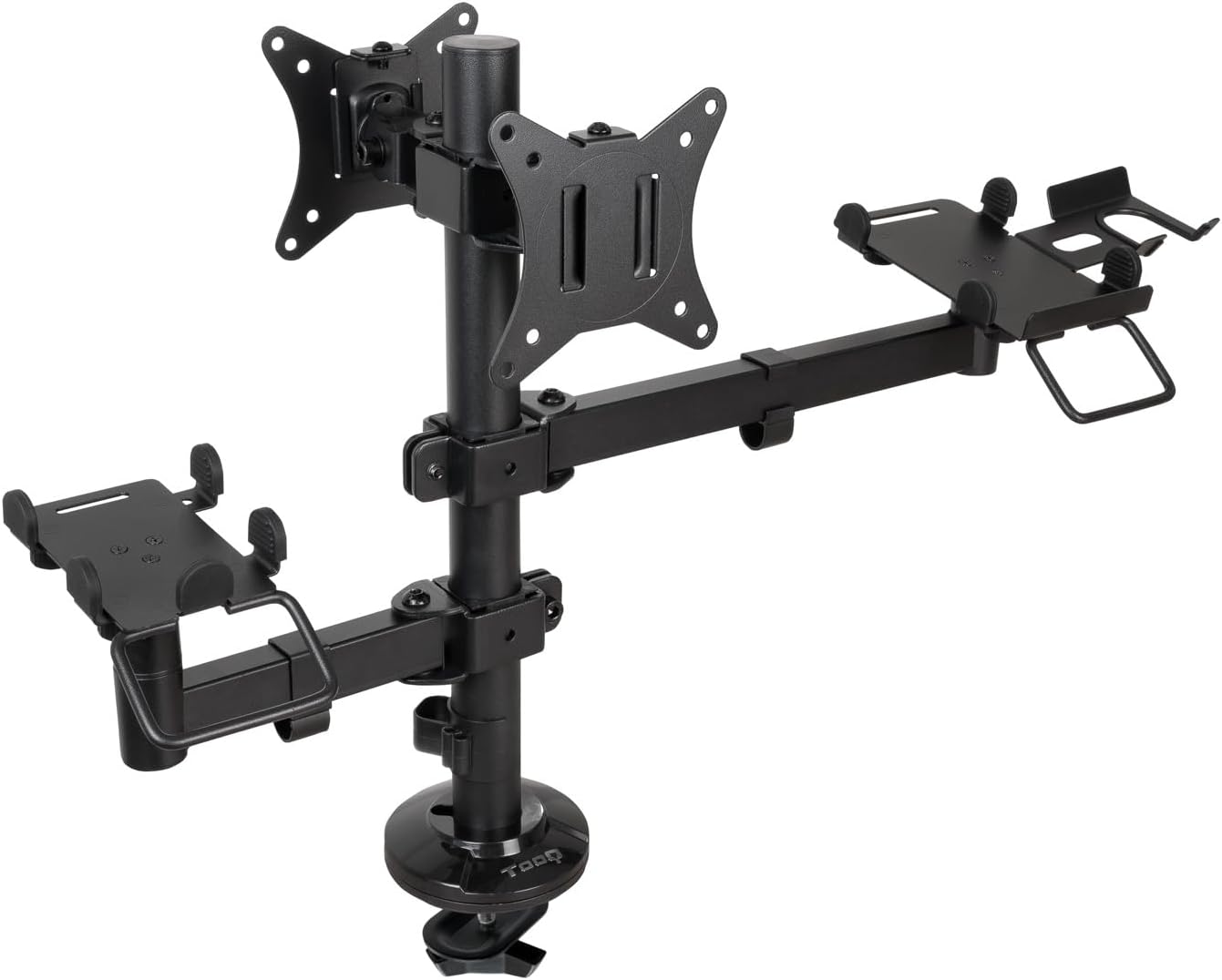 Suporte de Mesa para 2 Monitores, POS, Impressora, Terminal e Leitor TooQ TQPM0002/ Giratório/ Inclinável/ até 9kg