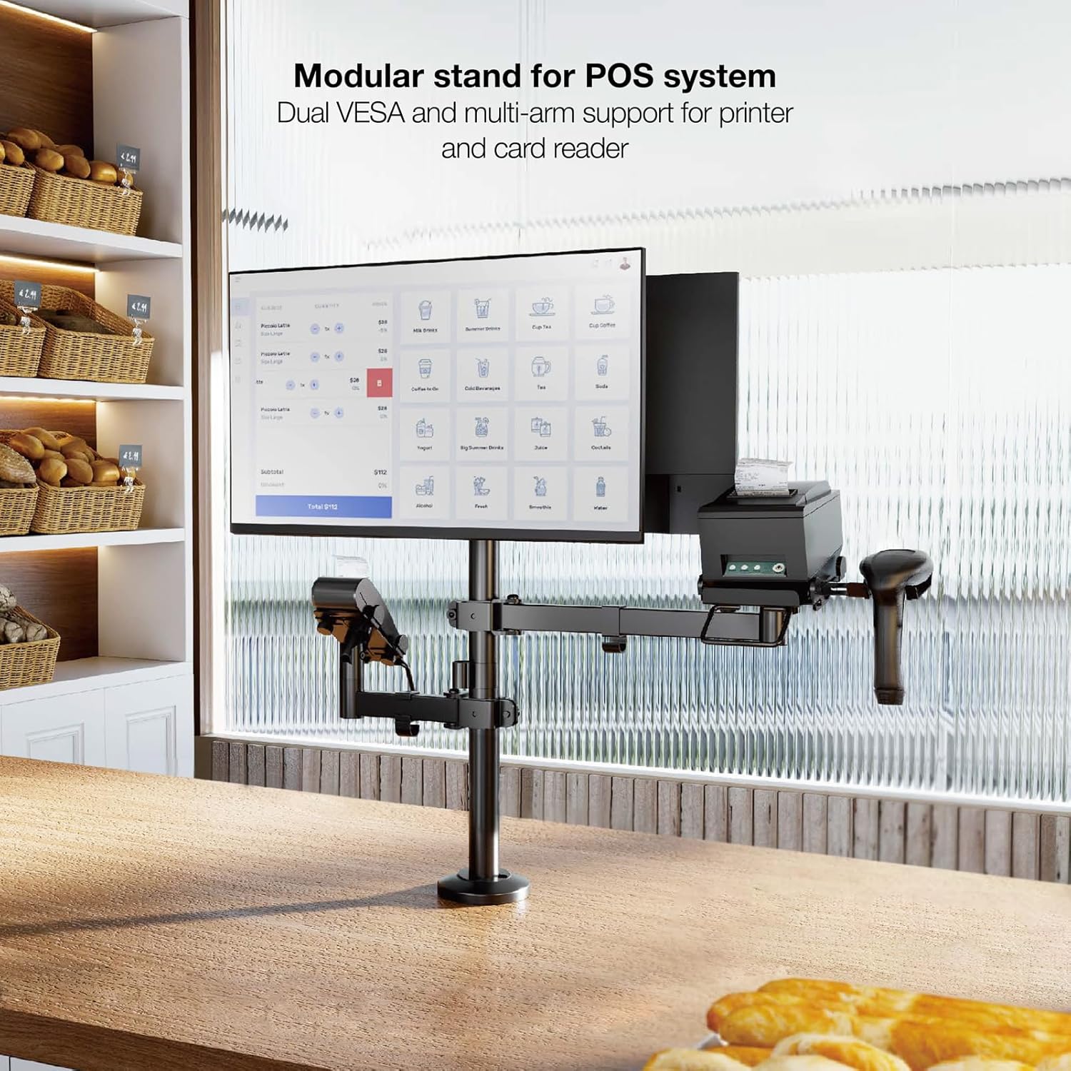 Suporte de Mesa para 2 Monitores, POS, Impressora, Terminal e Leitor TooQ TQPM0002/ Giratório/ Inclinável/ até 9kg - Imagem 8