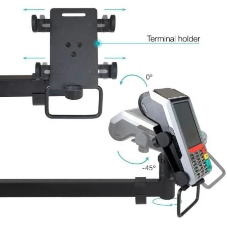 Suporte de Mesa para POS TooQ TQPM0003 para 2 Monitores 17"-32" Teclado e Impressora Preto - Imagem 4