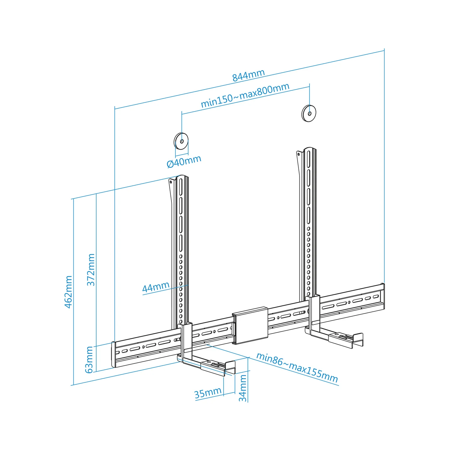Suporte para Barra de Som TooQ TQSBM-01 Universal Multi-Instalação VESA 800x400 Até 15kg Preto - Imagem 4