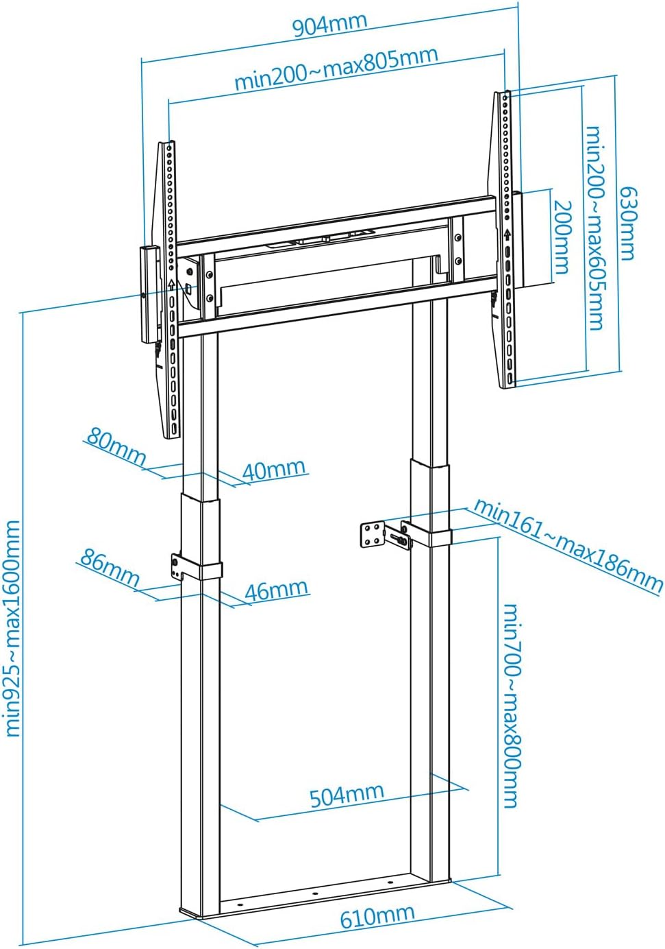 Suporte de Parede Fixo/ Chão TooQ HIPERIÓN FS2280M-B para TV de 55-100"/ até 120kg - Imagem 6