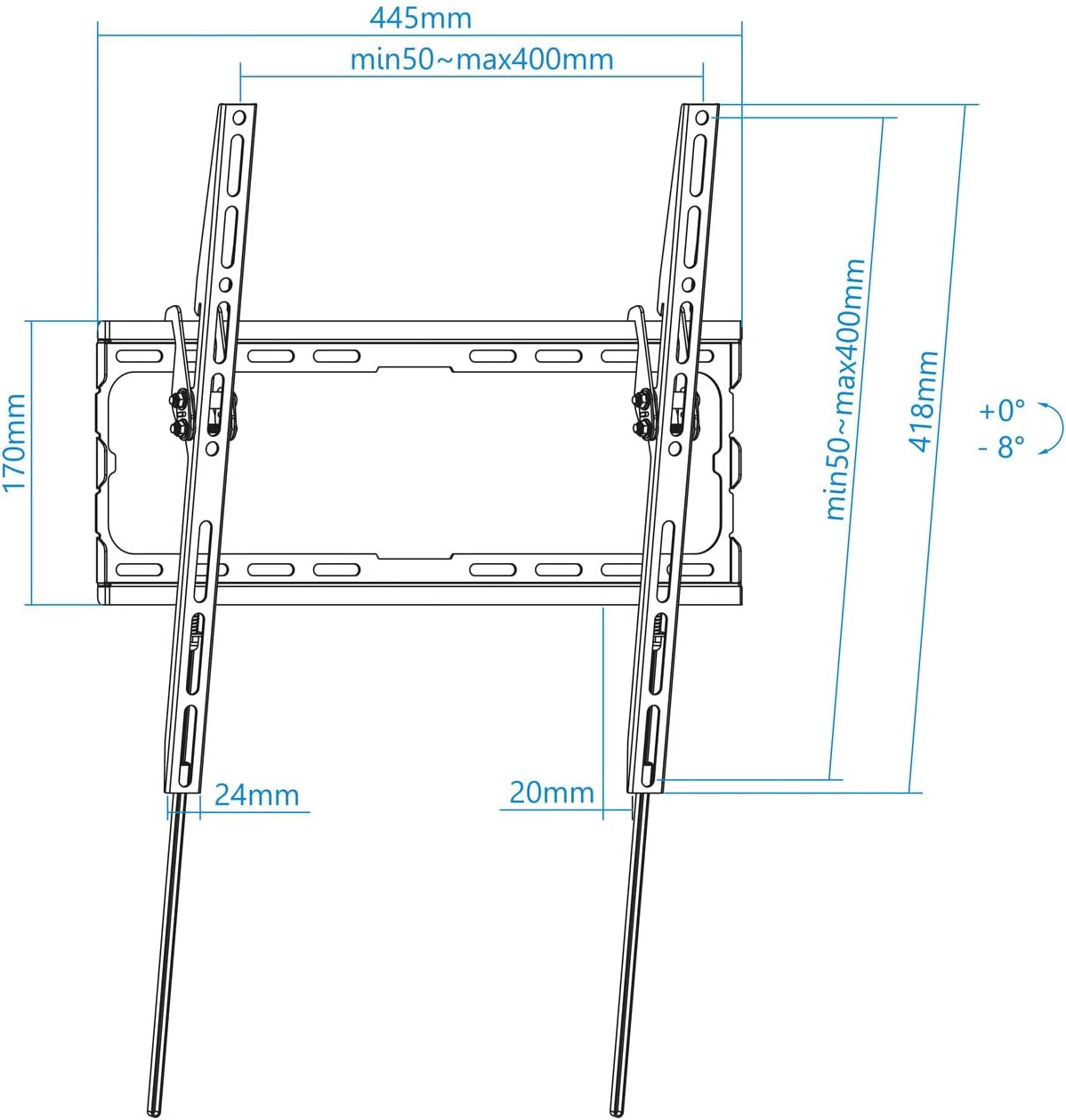 Suporte de Parede Fixo / Inclinável TooQ LP1071T-B para TV de 32-70" / até 45kg - Imagem 3