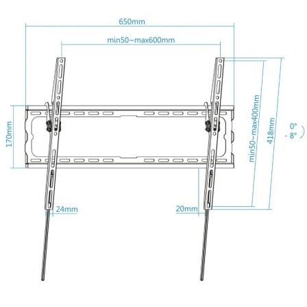 Suporte de Parede Fixo/ Inclinável TooQ LP1081T-B para TV de 37-80"/ até 45kg - Imagem 3