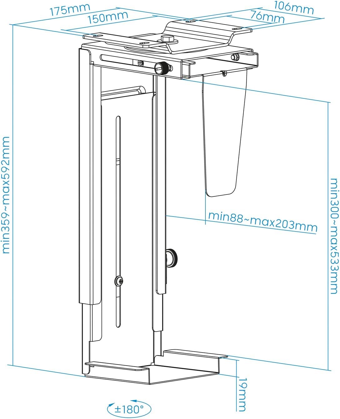 Suporte Debaixo da Mesa/de Parede TooQ TQMUD01 para PC/ até 10kg - Imagem 9