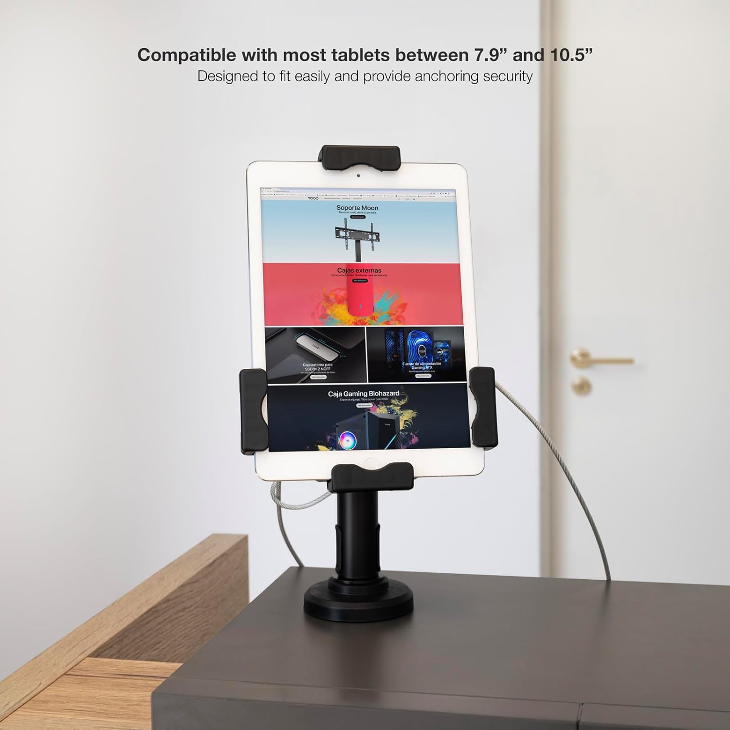Suporte de Mesa/Parede para Smartphone/Tablet TooQ TQTDS0812/ Antirroubo/ Preto - Imagem 3