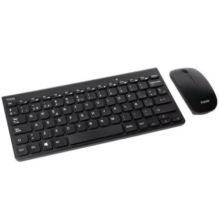 Conjunto de Teclado e Rato Sem Fios TooQ TQKMW-3101-B 2.4GHz 1600 DPI Compacto Preto