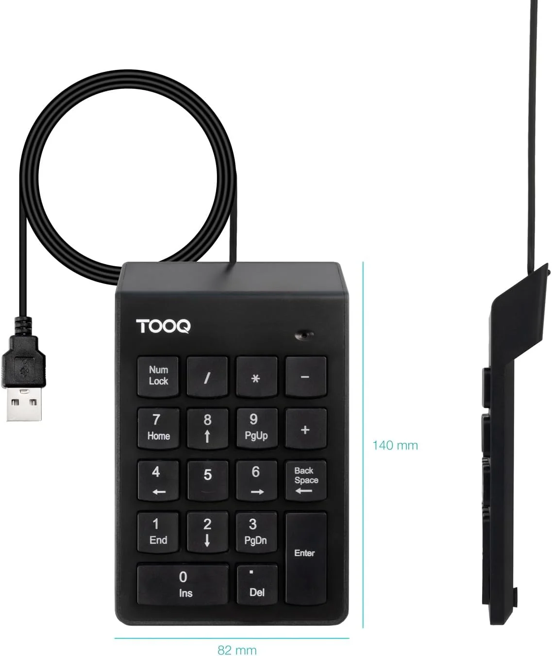 Teclado Numérico TooQ TQK-2001-B USB 19 Teclas Cabo 1.3m Preto - Imagem 2