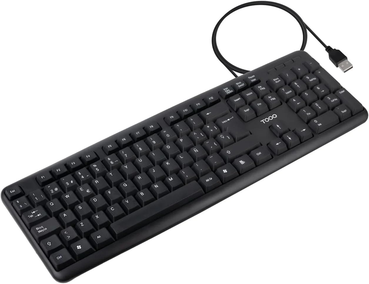 Teclado TooQ TQK-2002-B USB de Membrana 104 Teclas Cabo 1.35m Preto