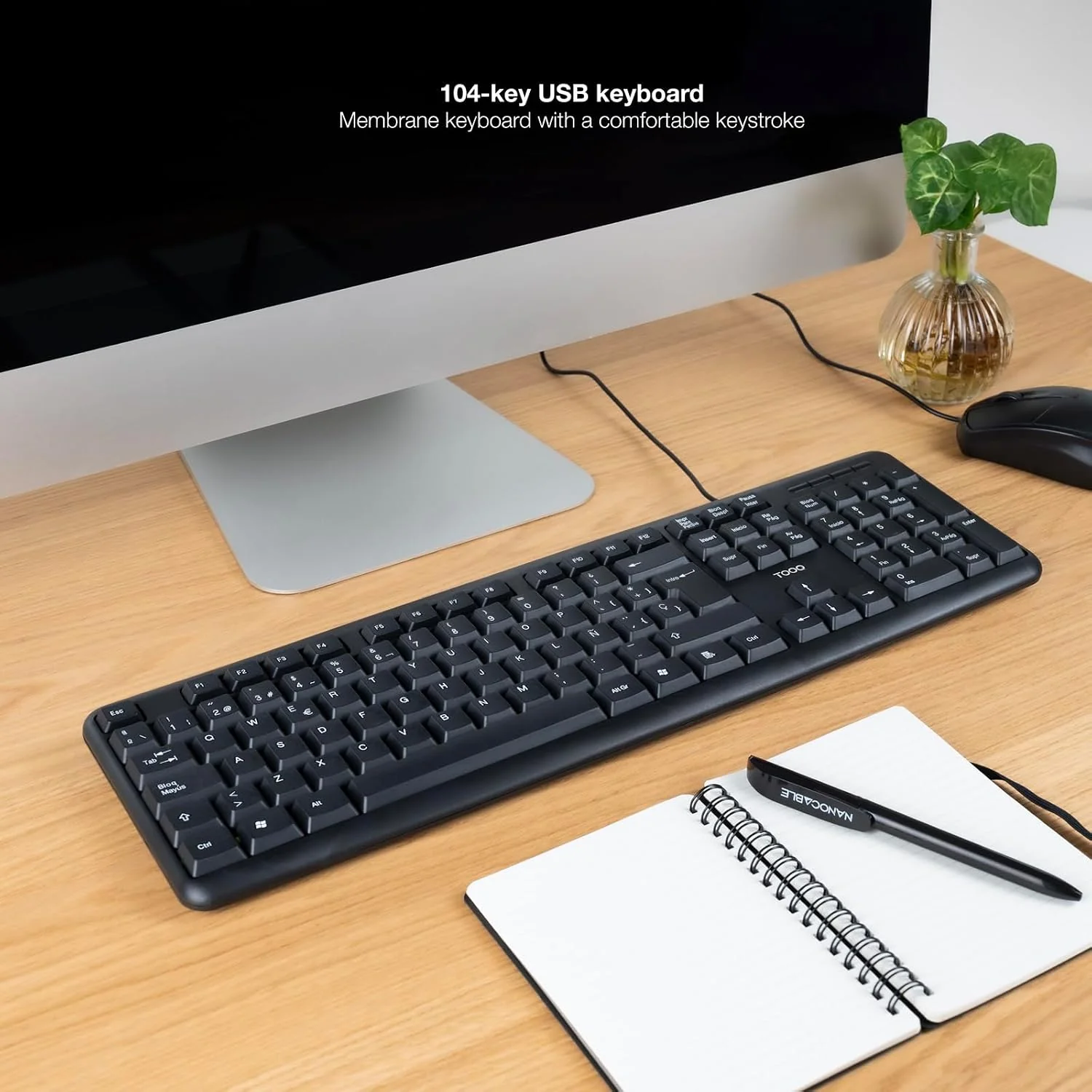 Teclado TooQ TQK-2002-B USB de Membrana 104 Teclas Cabo 1.35m Preto - Imagem 3