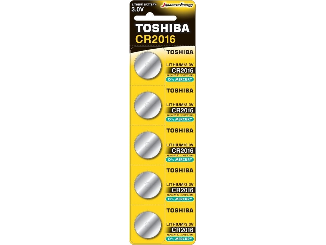 Pack de 5 Pilhas de Botão Toshiba CR2016/ 3V
