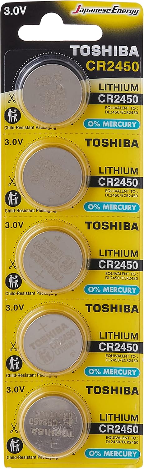 Pack de 5 Pilhas de Botão Toshiba CR2450/ 3V/ Alcalinas