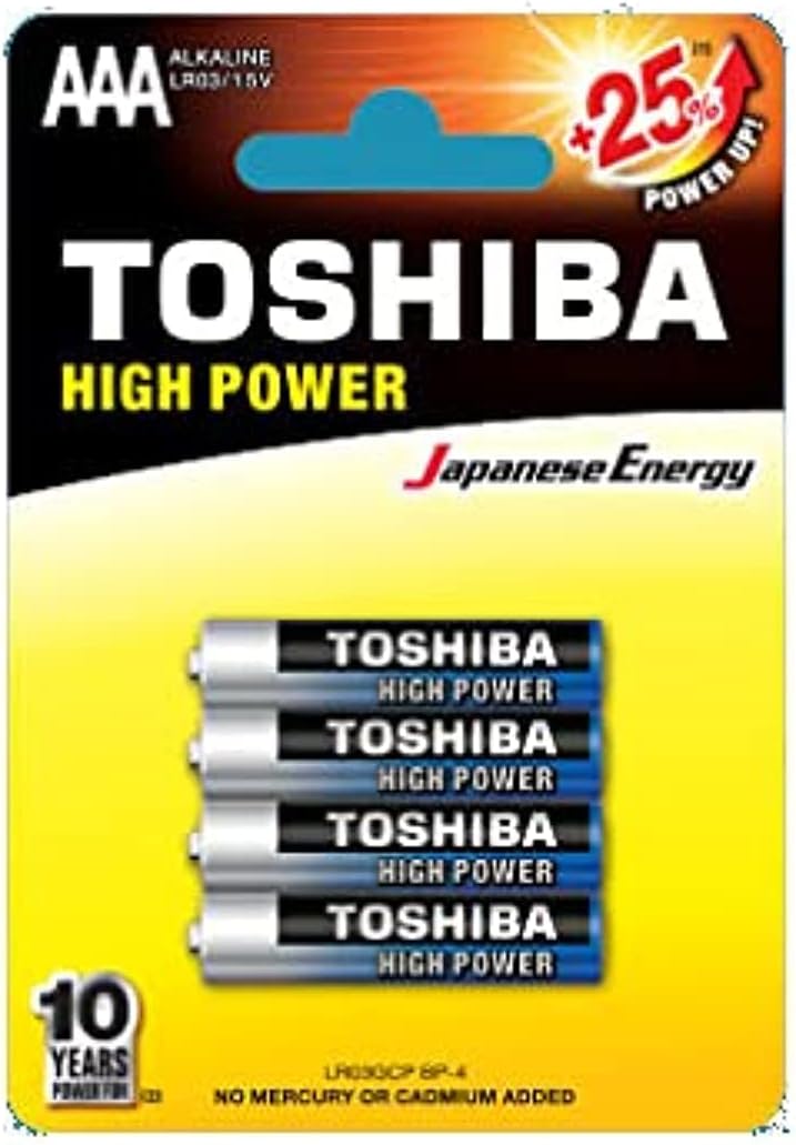 Pack de 4 Pilhas AAA Toshiba High Power LR03/ 1.5V/ Alcalinas