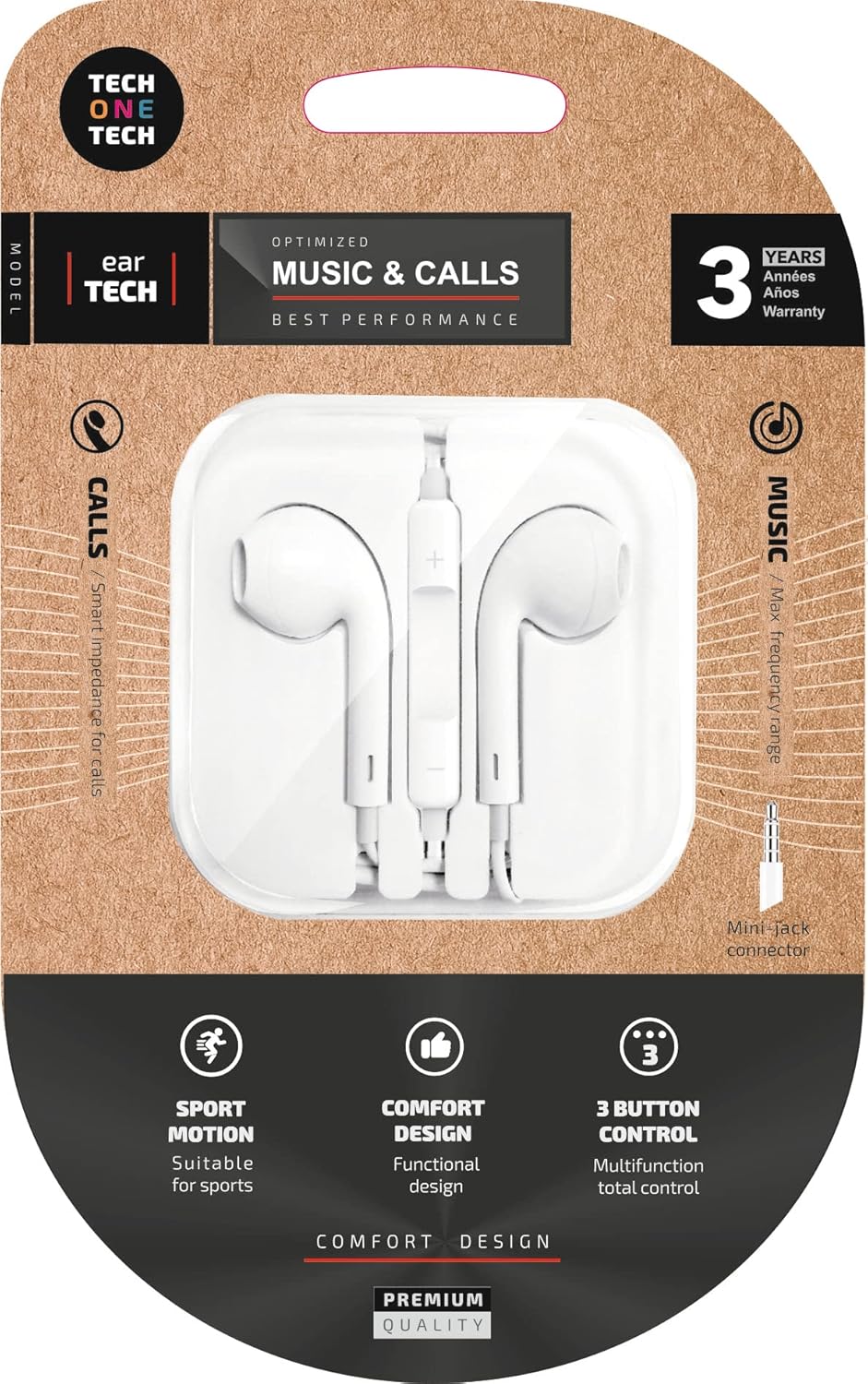 Auscultadores Intra-auriculares Tech One Tech earTECH TEC1001 / com Microfone / Jack 3.5 / Brancos - Imagem 2
