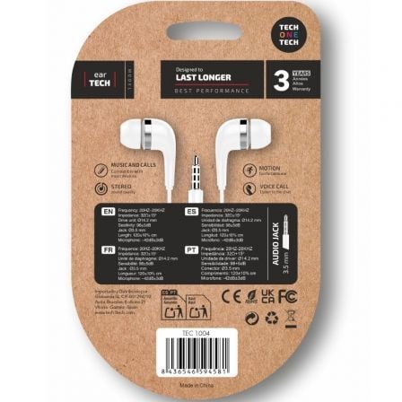 Auriculares Intra-auriculares Tech One Tech soft earTECH TEC1004/ com Microfone/ Jack 3.5/ Brancos - Imagem 2