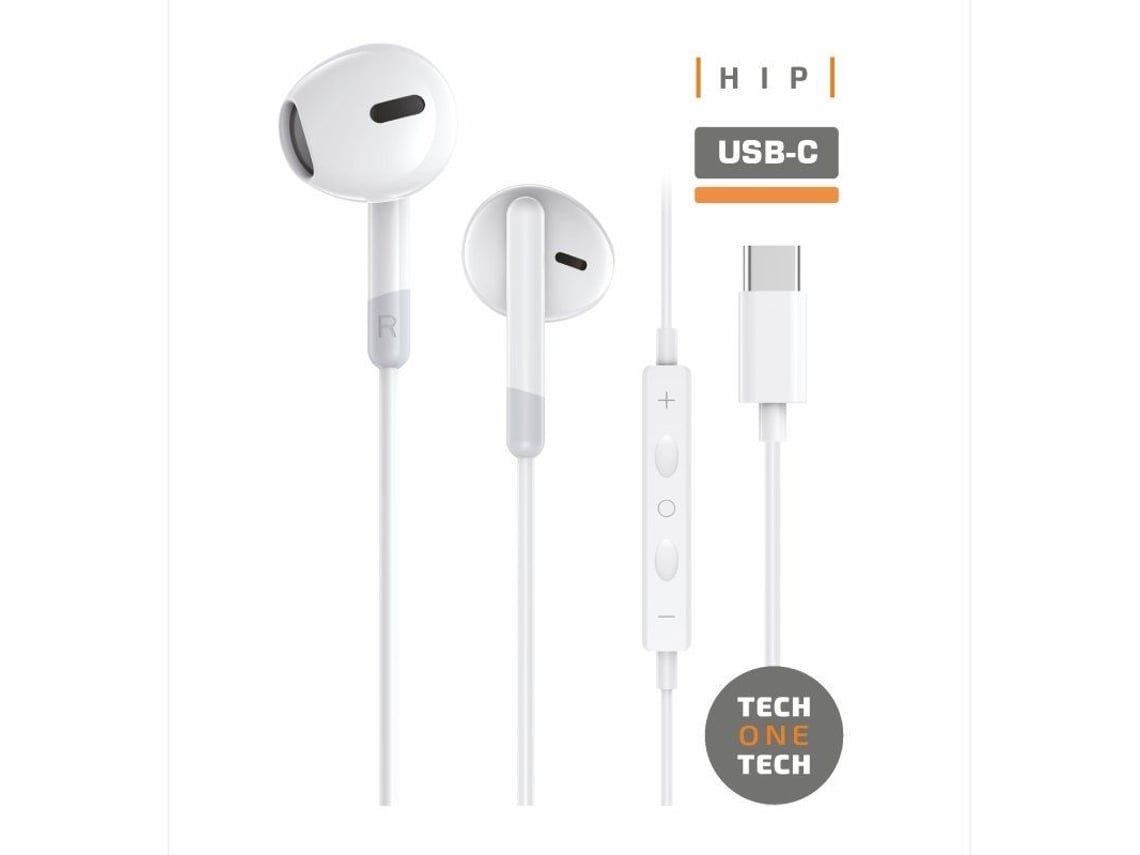 Auscultadores Intra-Auriculares Tech One Tech earTECH TEC1301/ com Microfone/ USB Tipo-C/ Brancos