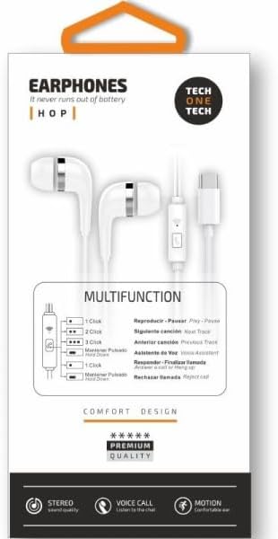Auscultadores Intra-auriculares Tech One Tech earTECH TEC1304/ com Microfone/ USB Tipo-C/ Brancos - Imagem 2
