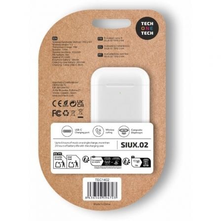 Auscultadores Bluetooth Tech One Tech SIUX.2 TEC1402/ com estojo de carregamento/ Autonomia 6h/ Brancos - Imagem 2