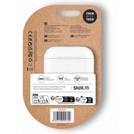 Auscultadores Bluetooth Tech One Tech SIUX.11 TEC1411/ com estojo de carregamento/ Autonomia 6h/ Brancos - Imagem 2