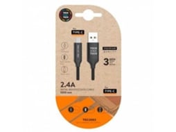 Cabo USB 2.0 Tipo-C Tech One Tech TEC2003/ USB Tipo-C Macho - USB Macho/ 1m/ Preto - Imagem 2