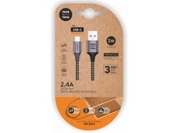 Cabo USB 2.0 Tipo-C Tech One Tech TEC2023/ USB Tipo-C Macho - USB Macho/ 2m/ Cinzento - Imagem 2