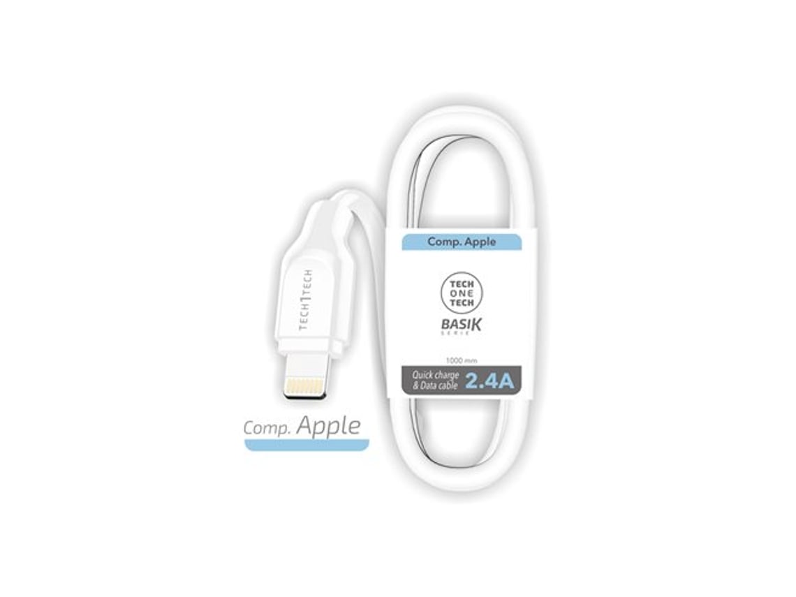 Cabo USB 2.0 Lightning Tech One Tech TEC2902/ Lightning Macho - USB Macho/ 1m/ Branco