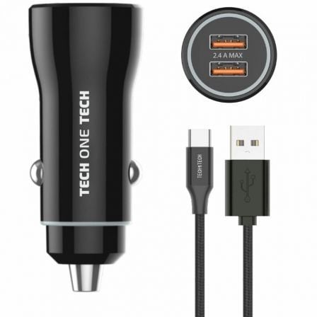 Carregador de Carro Tech One Tech TEC2803/ 2xUSB + Cabo USB Tipo-C/ 12W - Imagem 3