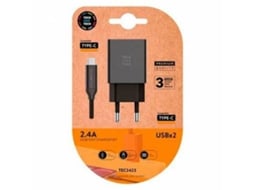 Carregador de Parede Tech One Tech TEC2423/ 2xUSB + Cabo USB Tipo-C/ 12W/ Preto - Imagem 2
