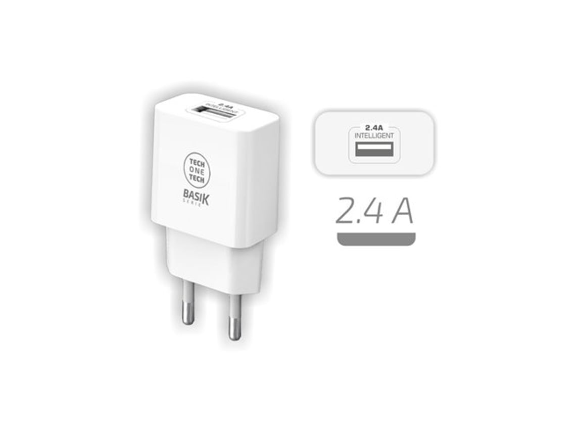 Carregador de Parede Tech One Tech TEC2904/ 1xUSB/ 2.4A/ Branco