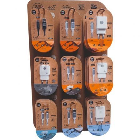 Expositor de Carregadores GaN e Cabos Tech One Tech EKO 400903/ 9 ganchos/ Inclui 27 Produtos - Imagem 2