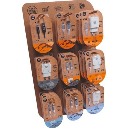 Expositor de Carregadores GaN e Cabos Tech One Tech EKO 400903/ 9 ganchos/ Inclui 27 Produtos