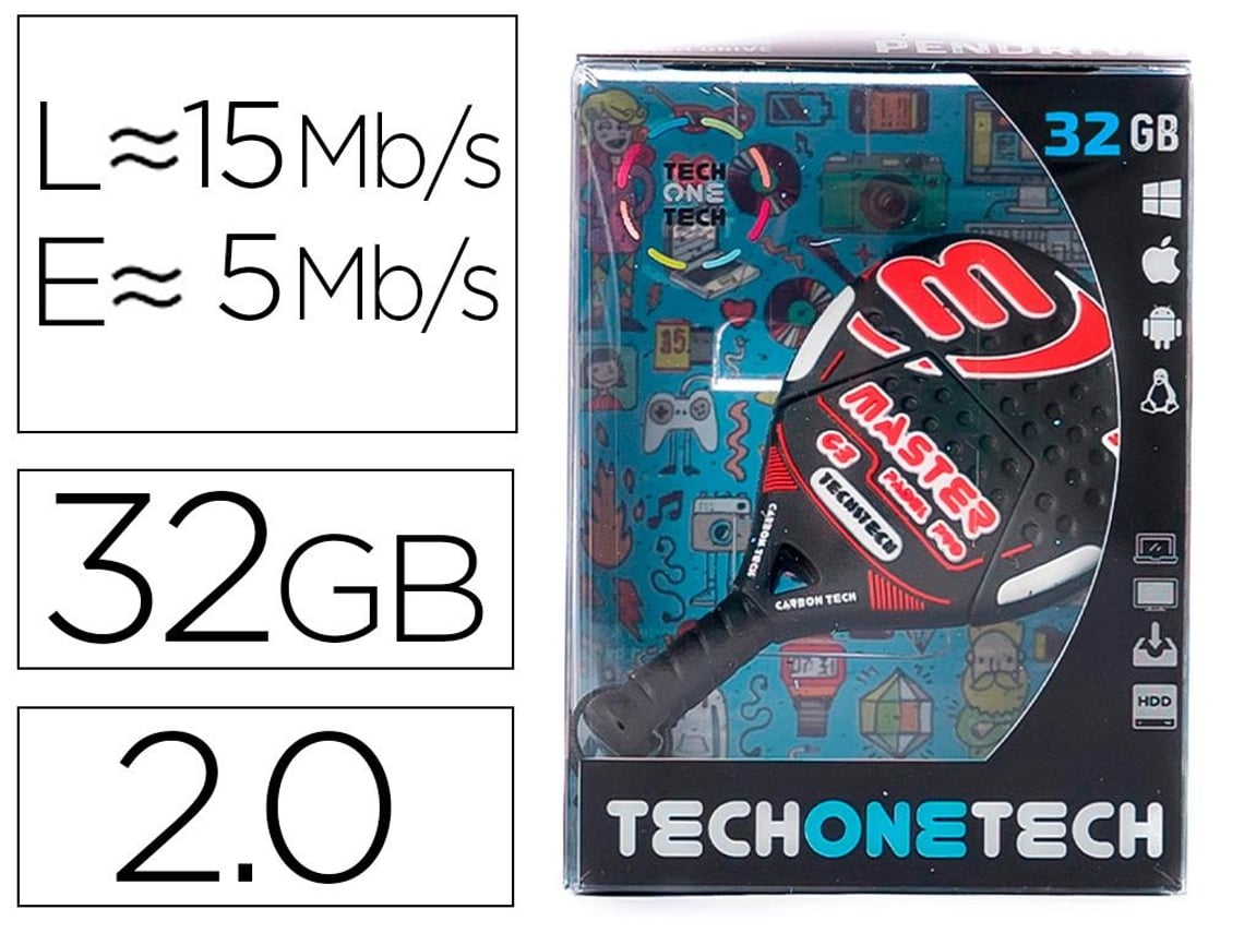 Pen Drive 32GB Tech One Tech Raquete de Padel USB 2.0