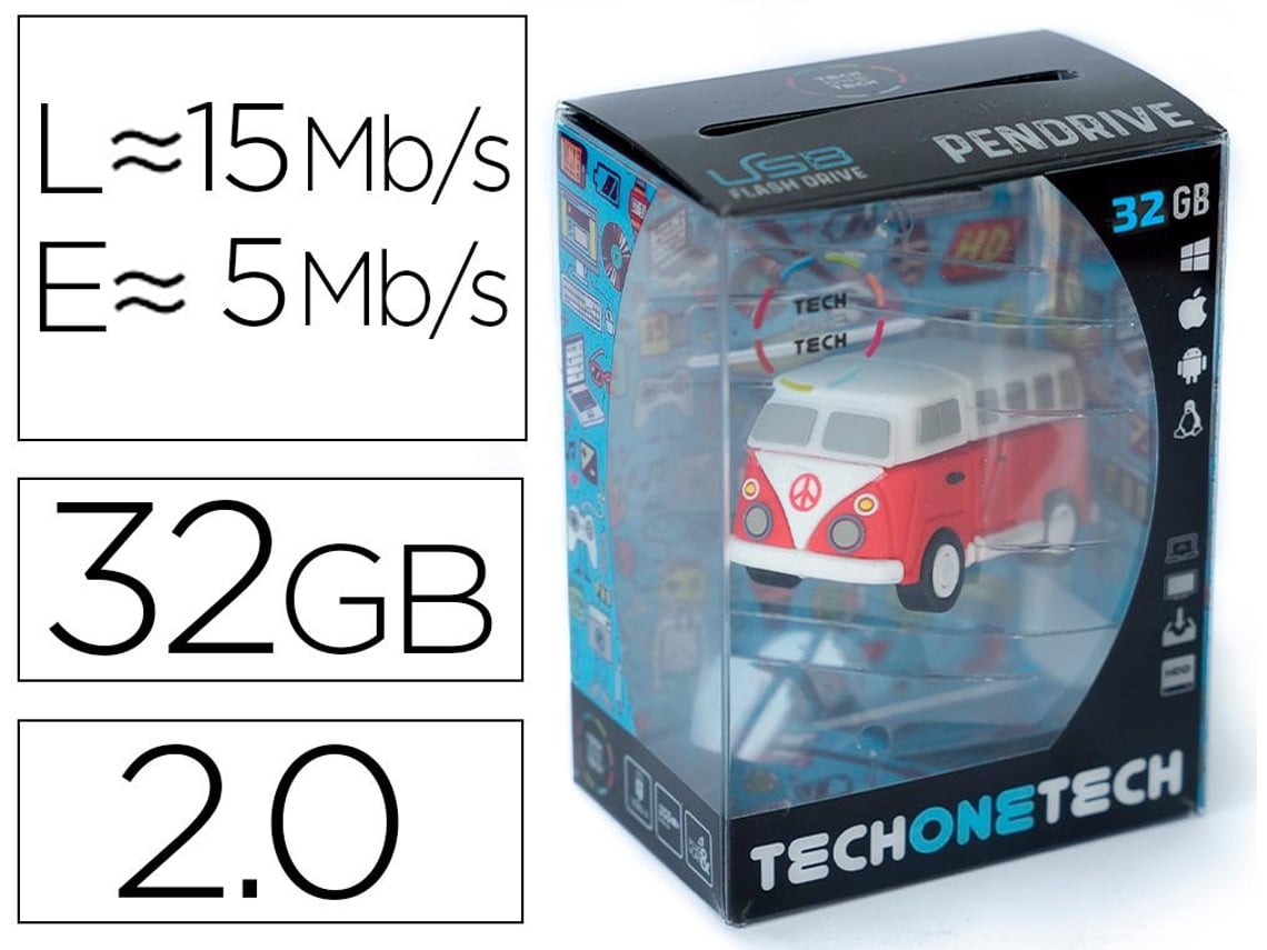 Pendrive 32GB Tech One Tech Hippy Van Bang Camper USB 2.0 - Imagem 3
