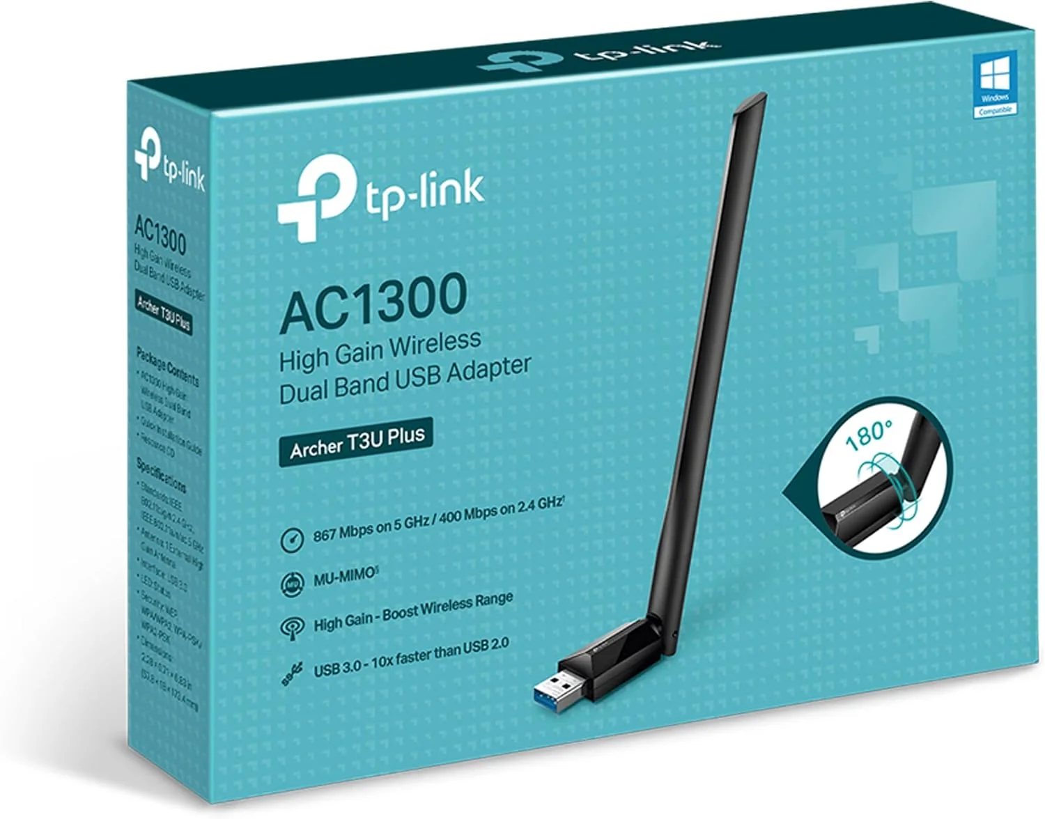 Adaptador WiFi USB TP-Link Archer T3U Plus AC1300 Dual Band 867Mbps Antena Alta Ganho - Imagem 9