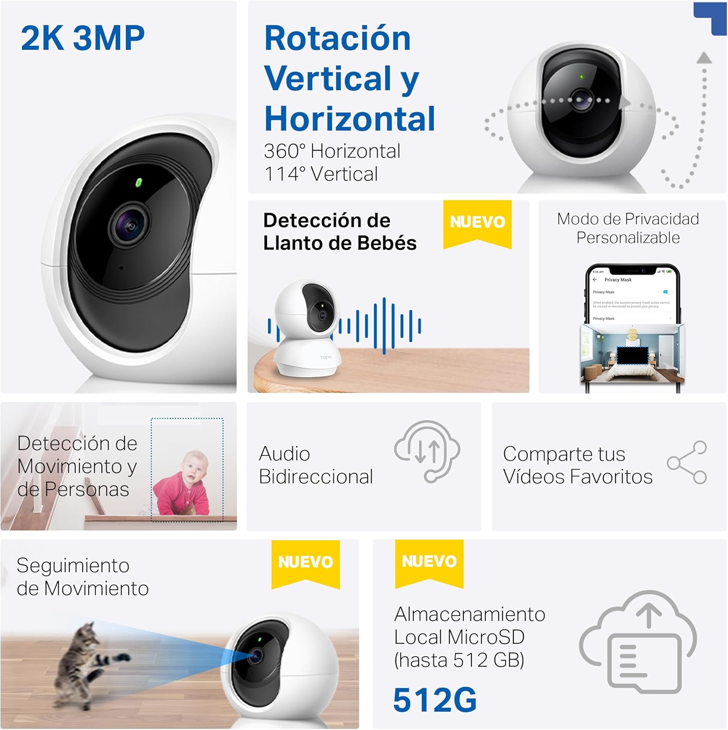 Câmara de Videovigilância TP-Link Tapo C210/ Visão Noturna/ Controlo a partir de APP - Imagem 2